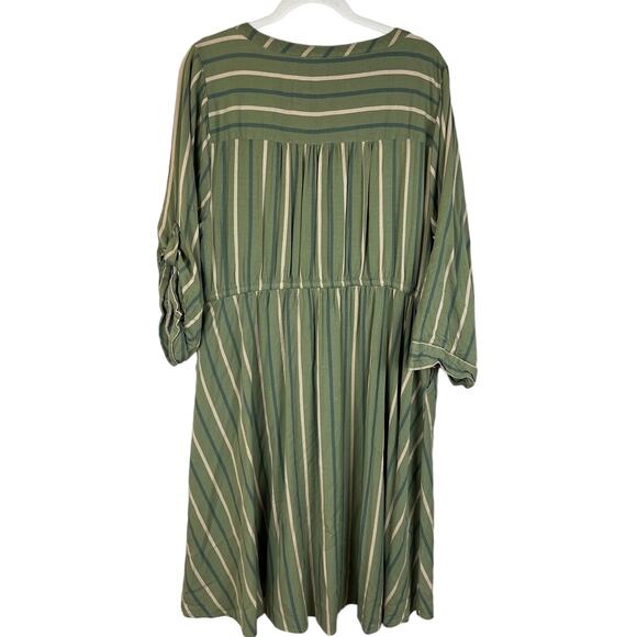 Torrid Plus Mini Challis Stripe Green High-Low Shirt Dress Size 22 - Picture 8 of 9